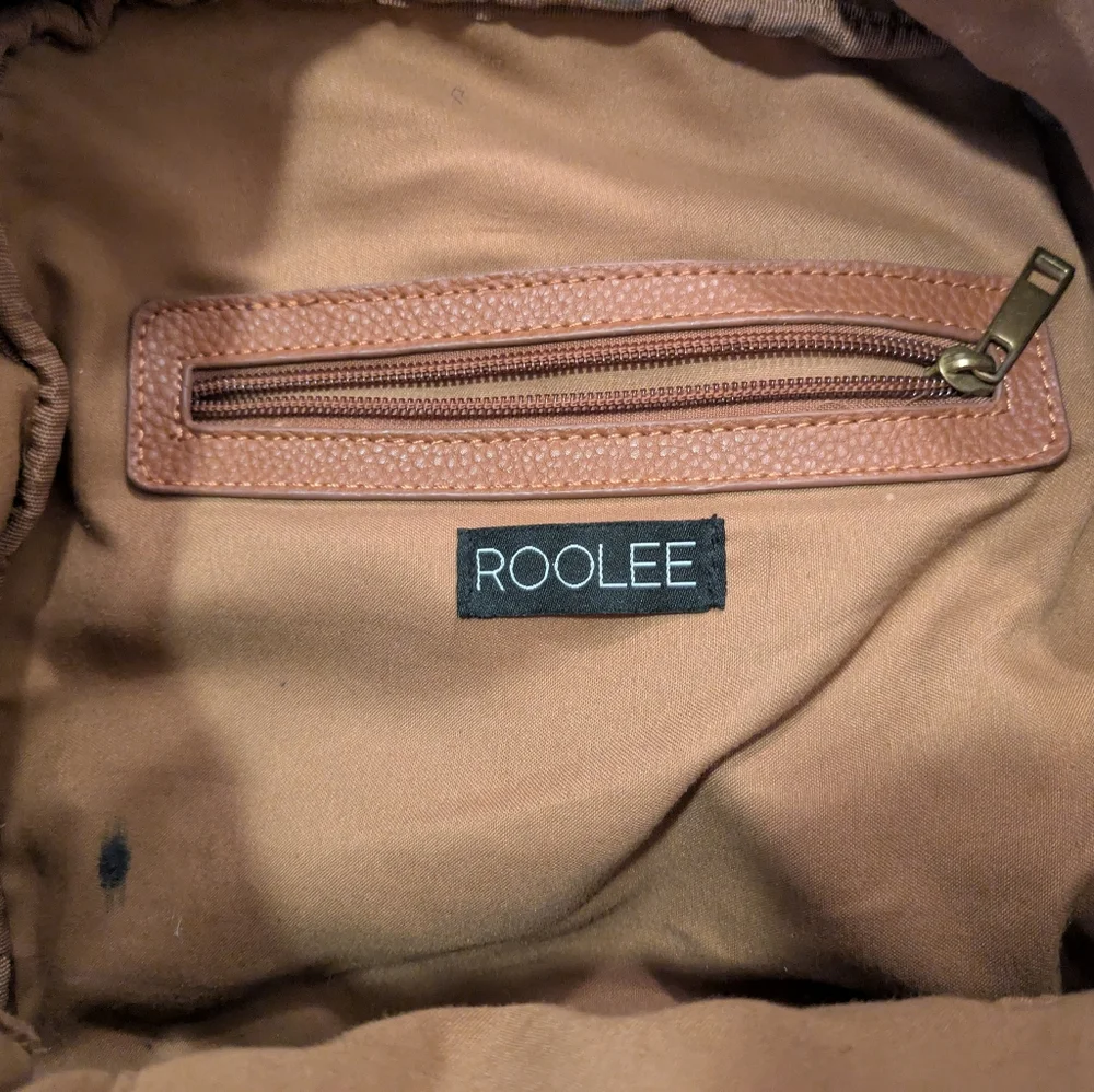 Roolee Caramel Leather Front Zip Backpack Purse